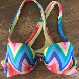 Aerie Rainbow Chevron Bikini Push Up Brooke / 32B